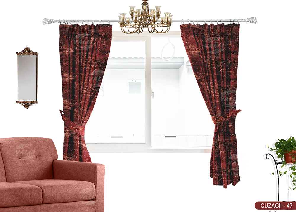 Self Design Curtain - Maroon - CUZAGII - 47