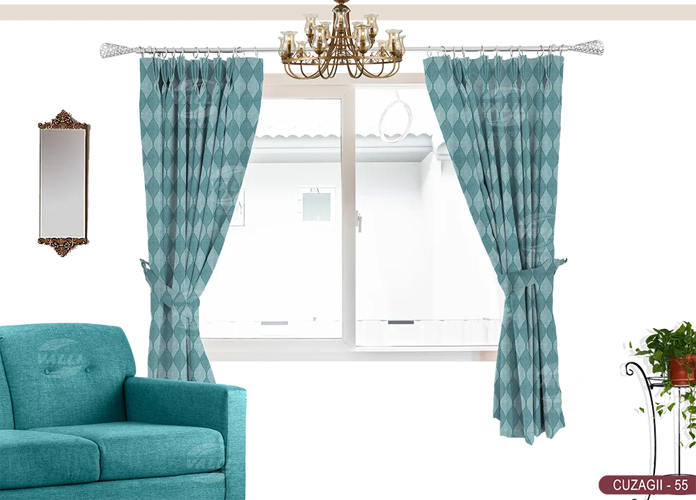 Self Design Curtain - Aqua - CUZAGII - 55