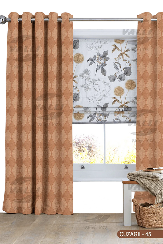 Self Design Curtain - Dark Brown - CUZAGII - 45