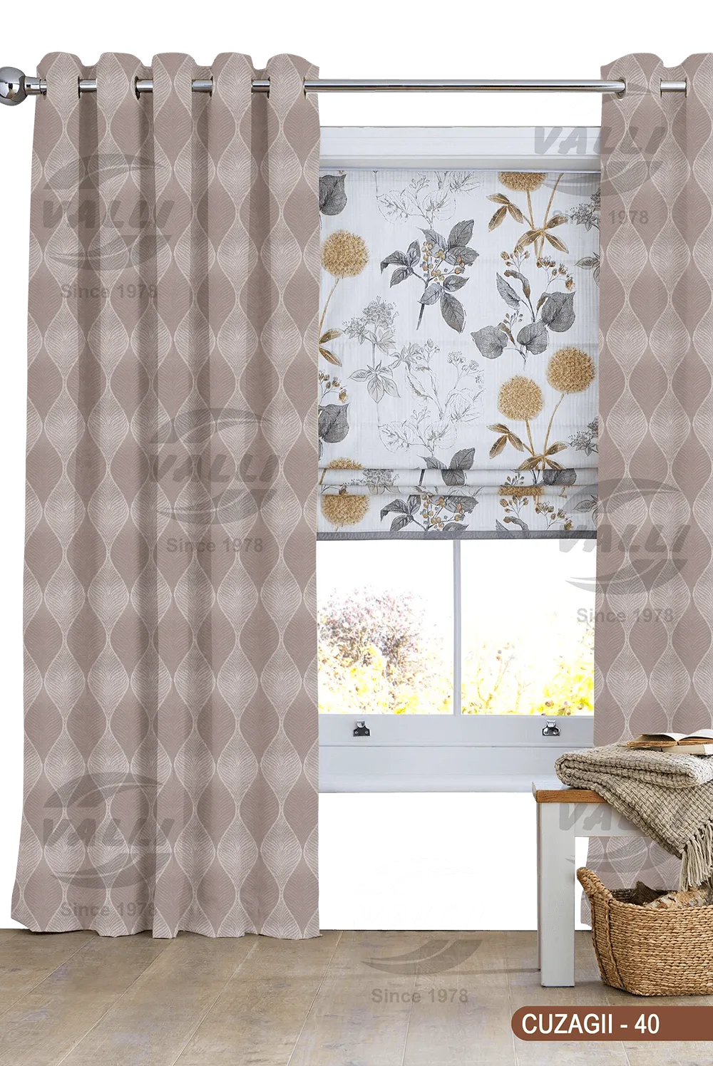 Self Design Curtain - Light Brown - CUZAGII - 40