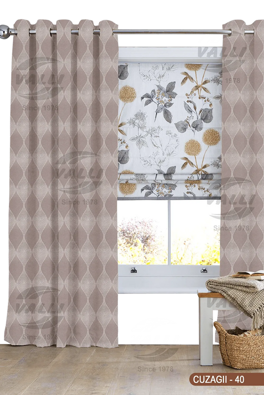 Self Design Curtain - Light Brown - CUZAGII - 40