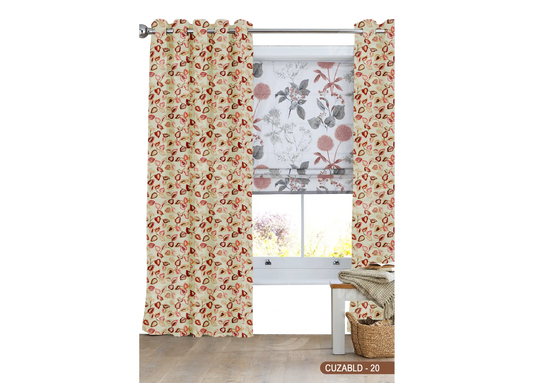Self Design Leaf Velvet Type Curtain - Orange - CUZABLD - 20