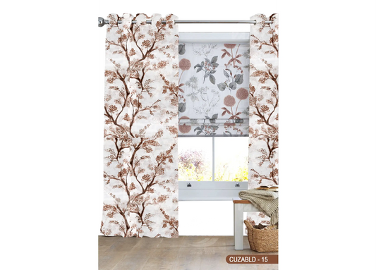 Self Design Tree Velvet Type Curtain - Brown