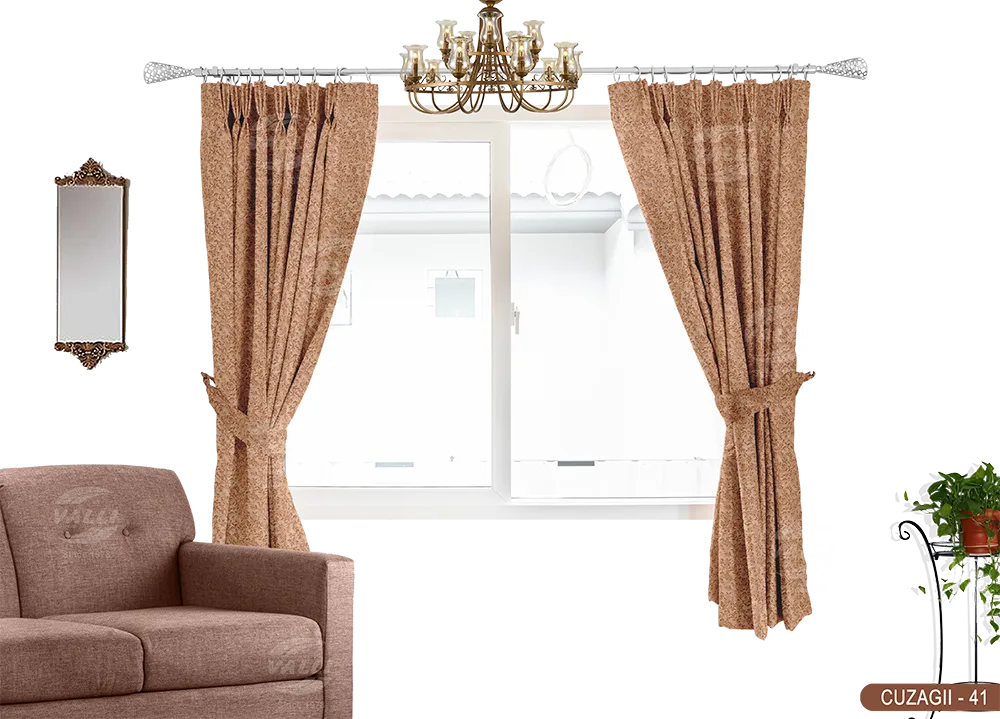 Small Leaf Design Curtain - Dark Brown