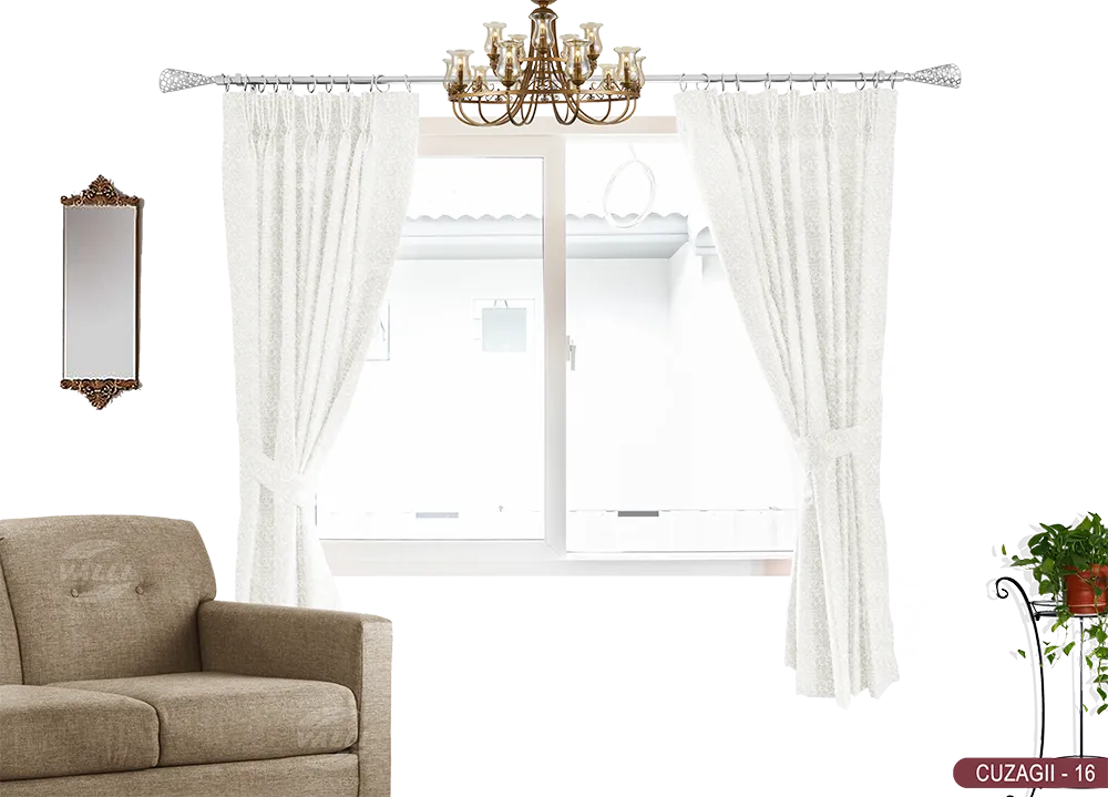 Small Leaf Design Curtain - Ivory